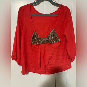 Hopes Bow Back Sequin Top